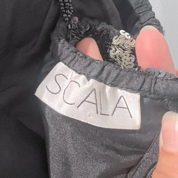 Vintage SCALA Black & Silver Beaded Fringe Dress | Size M | Made in India - Picture 4 of 7